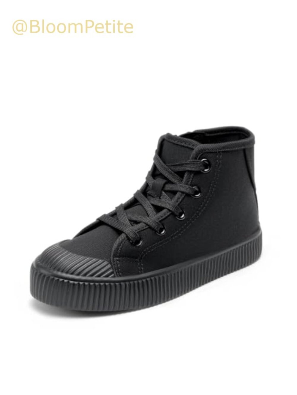 Kids High Top Canvas Sneakers Side Zipper Lace Up Unisex